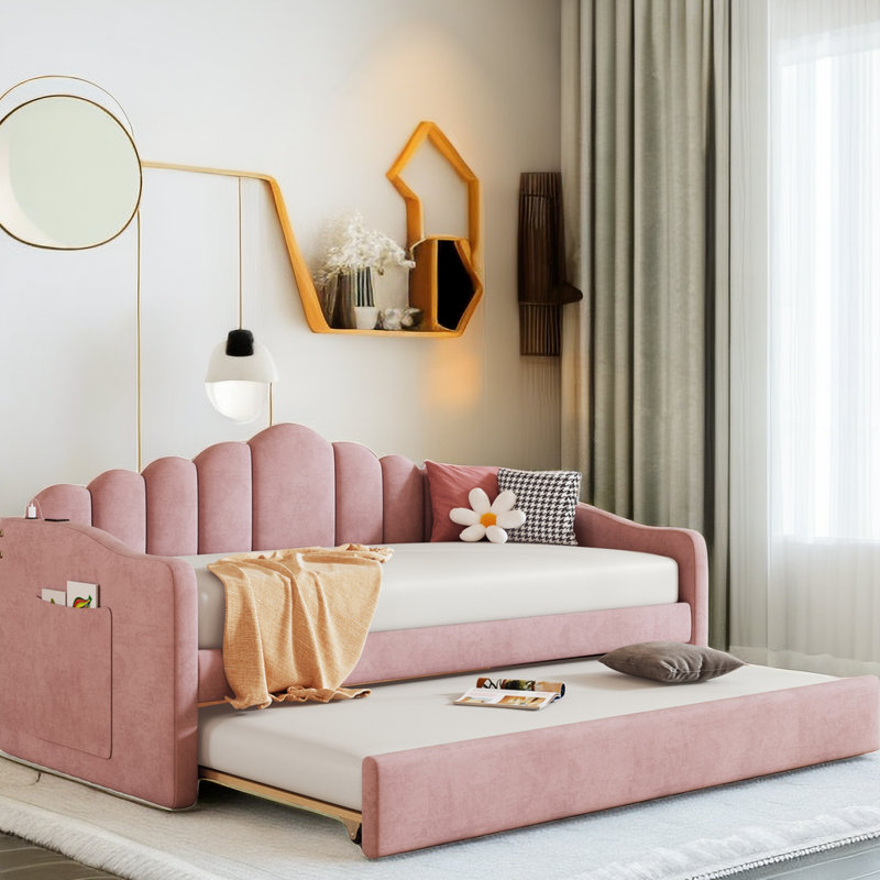 Red Barrel Studio® Azekiel Twin Velvet Daybed with Trundle and 2